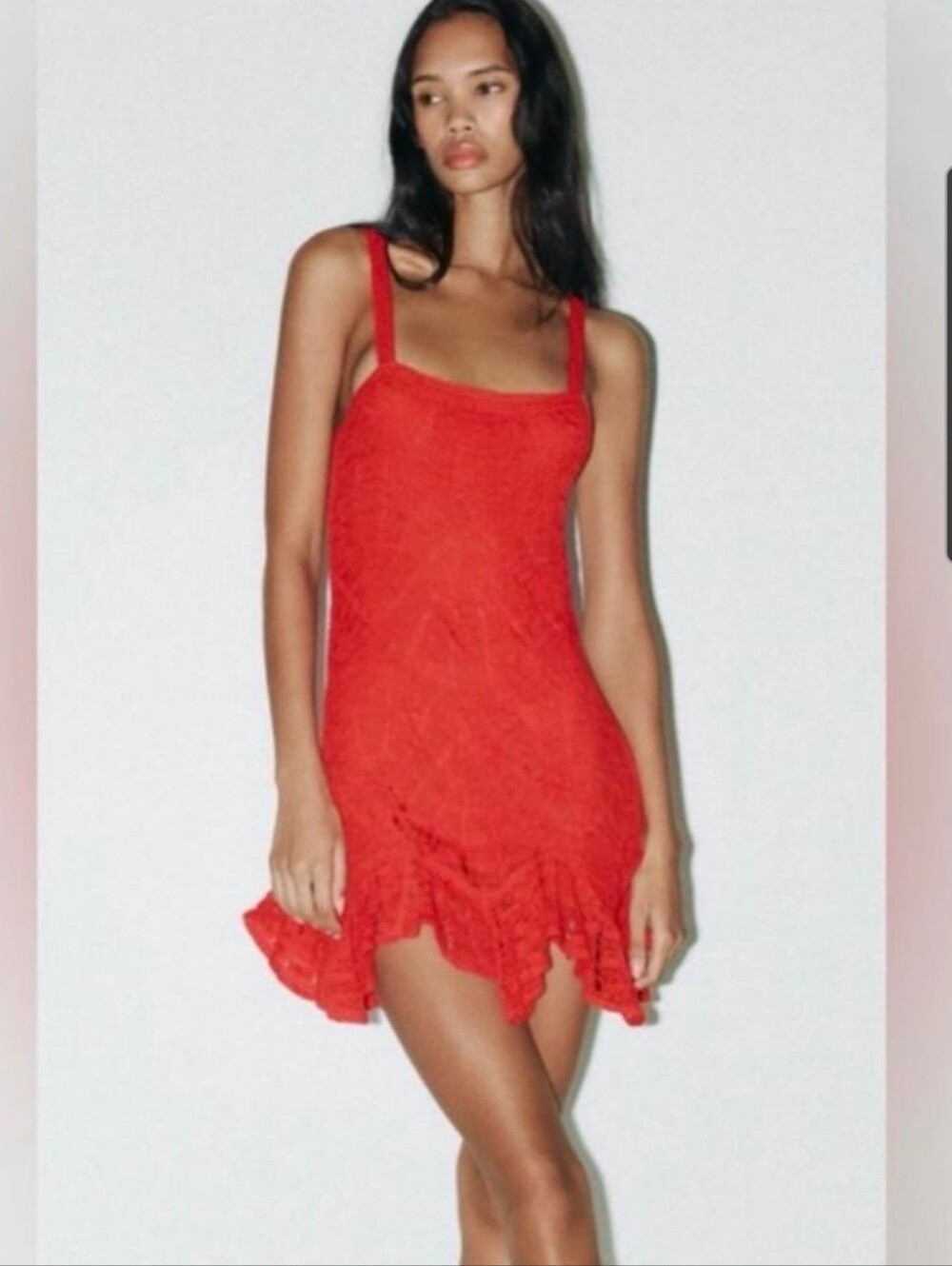 Zara Crochet Ruffled Mini Dress